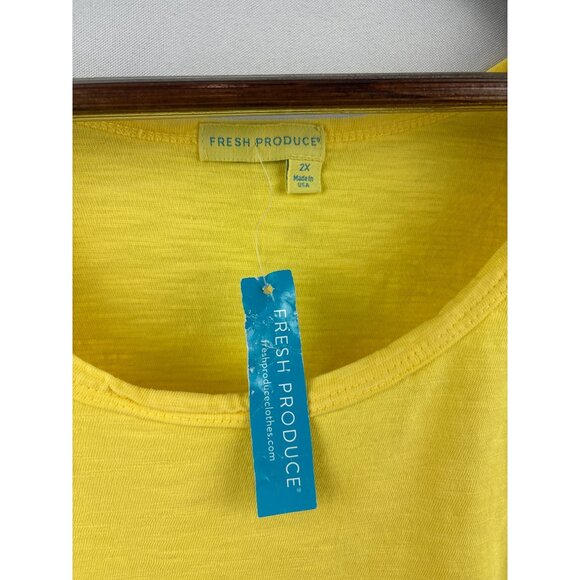 Women’s Fresh Produce 2X Bright Yellow Cotton T-Shirt - Picture 3 of 5